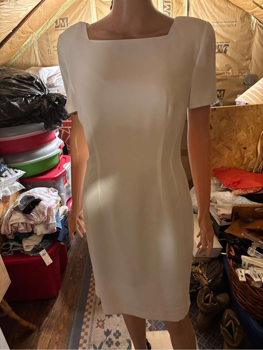 Women’s Jacqueline Ferrar Classic White Square-Neck Sheath Dress Size 8
